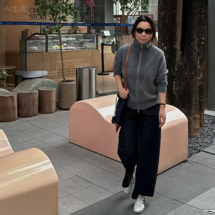 Ms.Qnn“L*P牛仔”加绒不臃肿JI简风窄边显瘦时髦休闲裤52P1205 Q姐