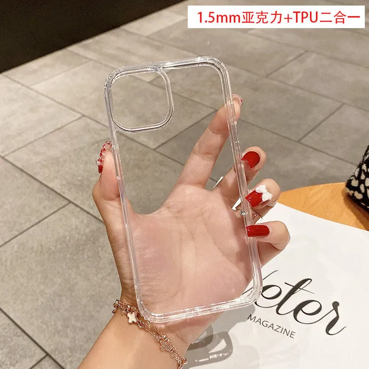适用iPhone15亚克力气囊防摔透明16手机壳苹果14大孔