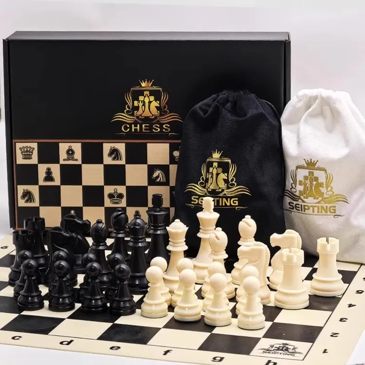 SEIPTING 勤霸硅胶国际象棋盘43cm黑白格标准豪华版比赛专用套装