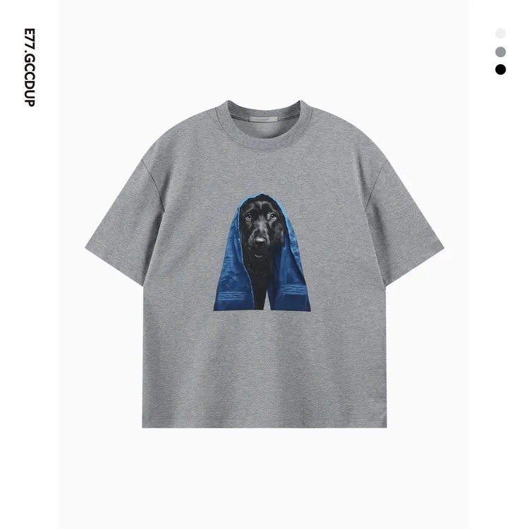 GCCDUPE77夏季浴巾狗印花短袖圆领简约设计时尚高级感男装T恤2501