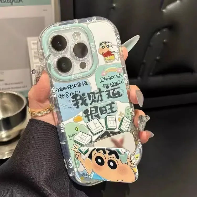 适用苹果16手机壳iphone16promax高级感财运很旺小新镜面17promax