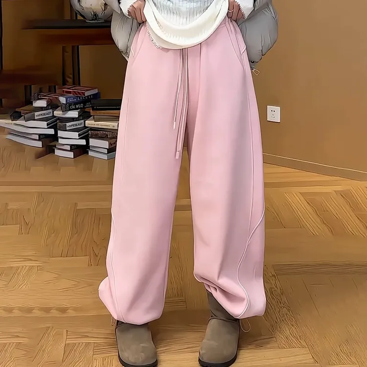 裤小萌【冬日暖芯】加绒加厚弯刀裤女高腰宽松垂感显瘦保暖阔腿裤SY