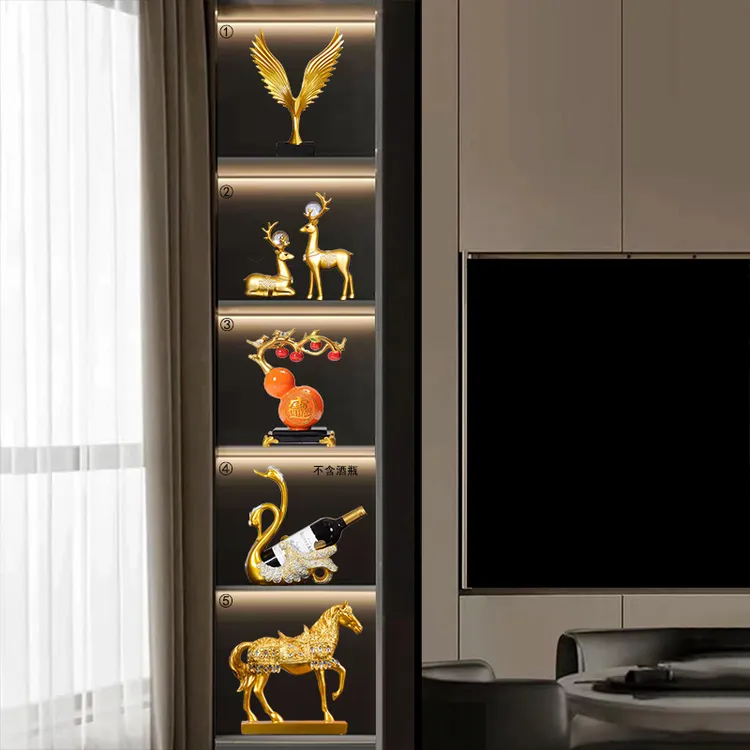 一整套客厅摆件高级酒柜家庭玻璃柜展示柜电视柜高档