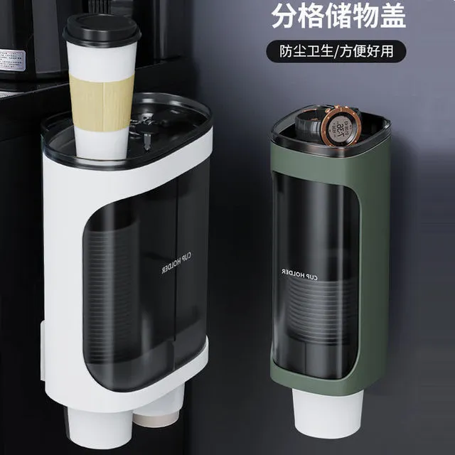 一次性杯子架自动取杯器免打孔壁挂式防尘纸杯架饮水机家用收纳新