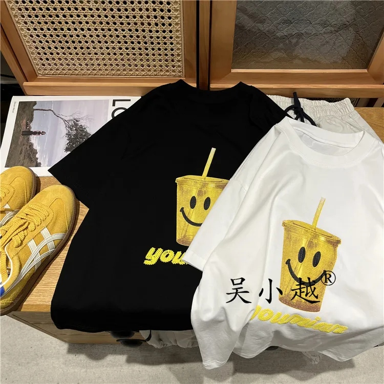 吴小越w1392男童夏款圆领宽松无感数码印花冰感棉t恤短袖中大童