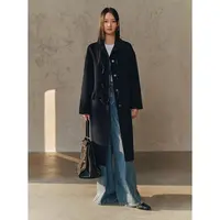 【太平鸟】女装牛角扣绵羊毛大衣双面呢外套ABAAE458159