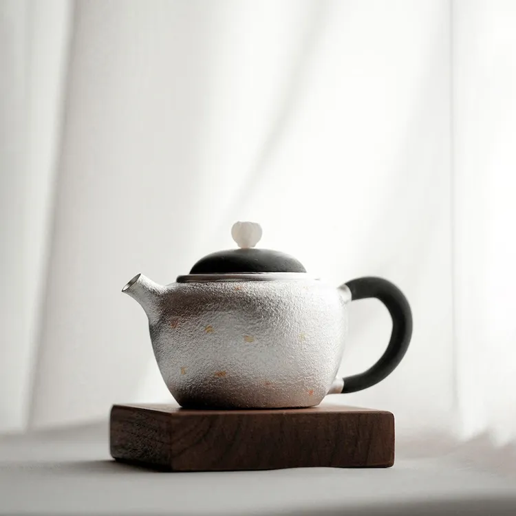 纯银999纯手工一张打泡茶壶功夫茶壶高端中式家用茶具茶器 金富