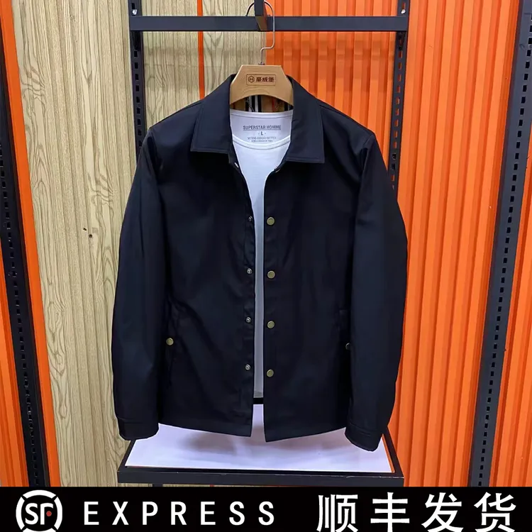 T519春季新款欧货翻领纽扣时尚休闲简约百搭都市男士夹克外套