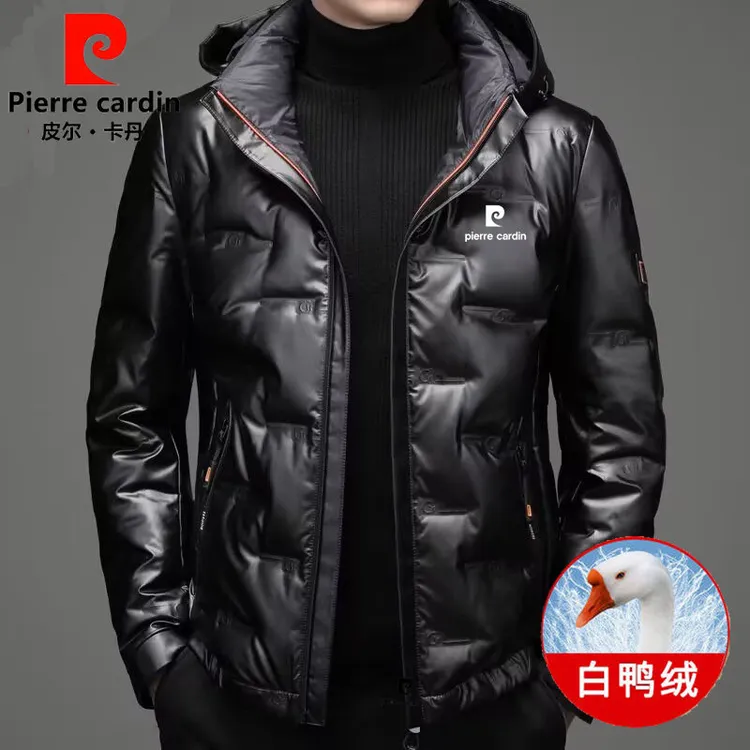 法国皮尔卡丹2025新款男士羽绒服外套父亲爸爸装高档名牌免洗亮面