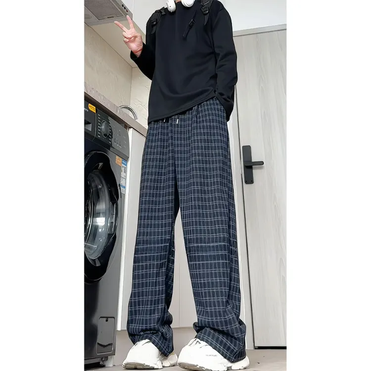 呢料格子裤男秋冬2025年新款慵懒风宽松垂坠感休闲长裤痞帅气高级
