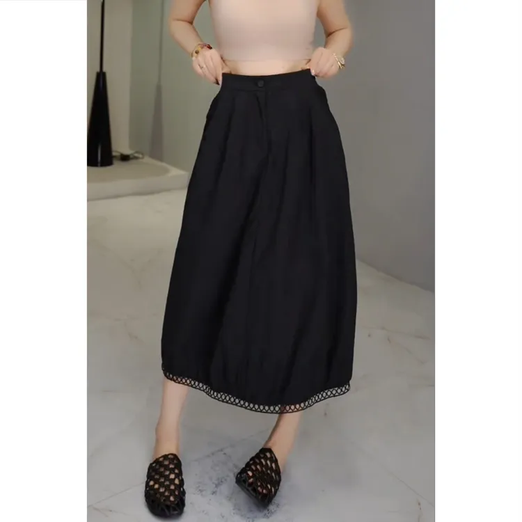 艾塔莉夏装女生高腰半身裙透气灯笼裙时尚夏季气质百搭设计感小众