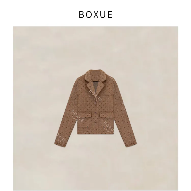 BOXUE“时光波点”2025秋冬西装版型羊.毛轻奢 外套#250904W4475