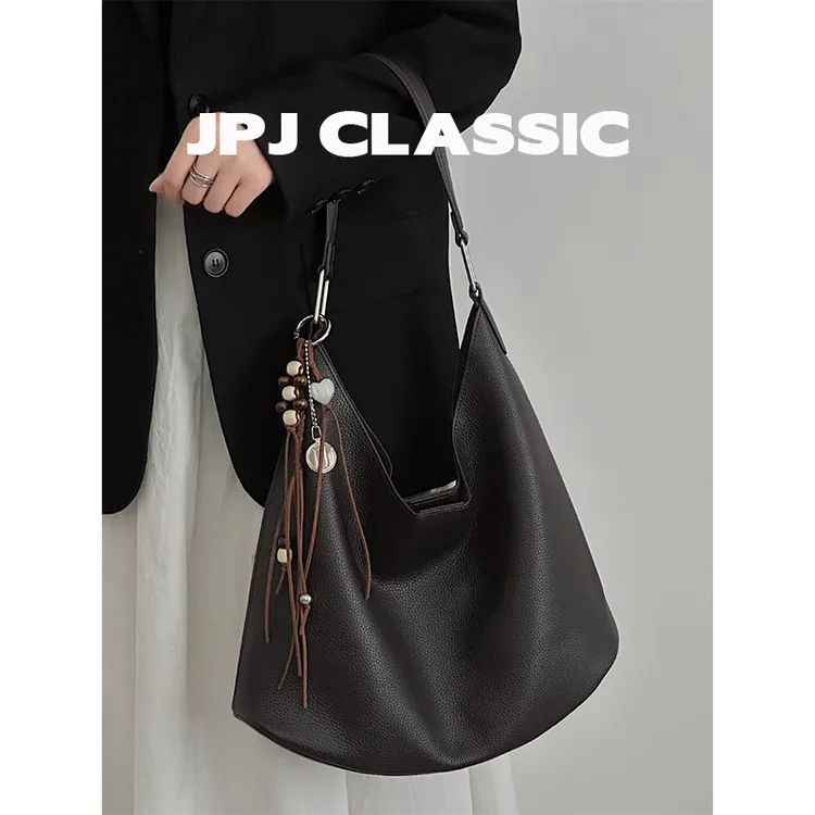 jpj头层牛皮托特包女单肩腋下包大容量通勤妈咪包慵懒风1881
