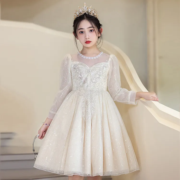 女童礼服轻奢小众钢琴演出服儿童生日公主裙女孩主持人花童婚礼裙