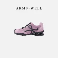 ARMS WELL王囡囡 紫色复古拼色休闲鞋（跟高:3cm） S104
