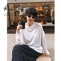 KOKO WANG秋冬简约圆领洋气舒适后中线长袖T恤打底衫N1265I12T41