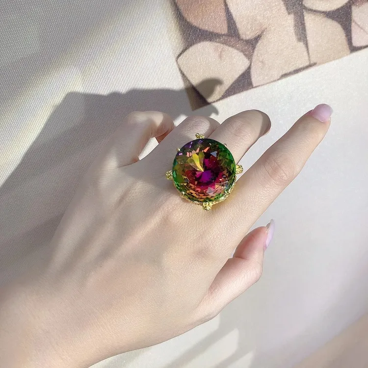 铜合金戒指 朋克风欧美风浅金绿色女指环饰品首饰通用311轻奢彩色