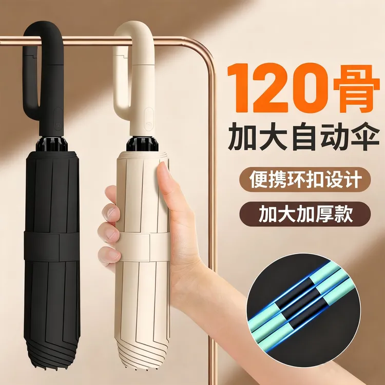 环扣全自动折叠雨伞女男士防晒遮太阳伞防紫外线晴雨两用抗风雨伞