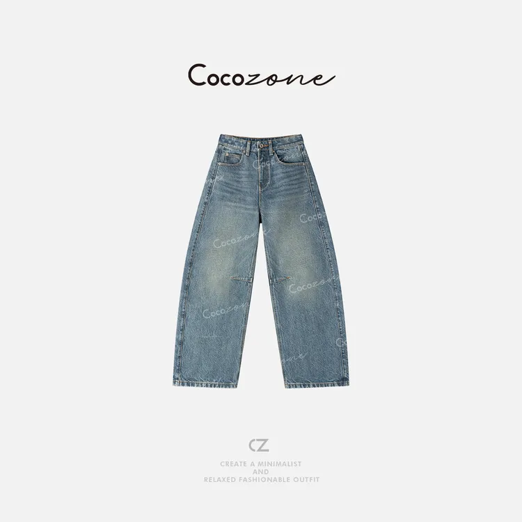 COCO ZONE 刘一一“柏林旧约”100棉复古显瘦水洗牛仔裤ACD1A0102