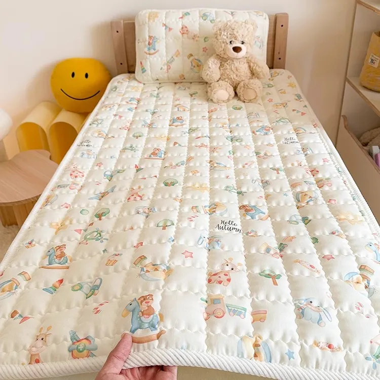 纯棉幼儿园床垫100全棉双层纱床垫宝宝小褥子床软垫儿童睡垫套件1