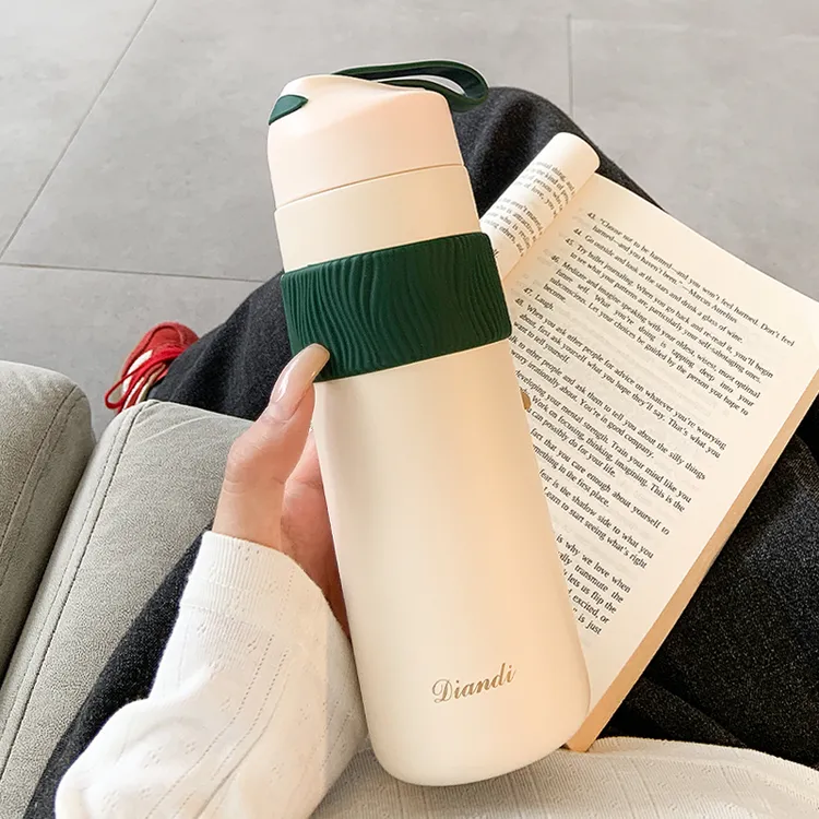 简约保温杯女士高颜值2025新款不锈钢水杯茶隔办公室泡茶学生杯子