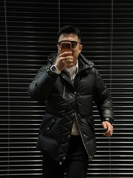 【绵羊皮90白鸭绒】男士中长款商务休闲加厚保暖连帽洋气高贵羽绒服