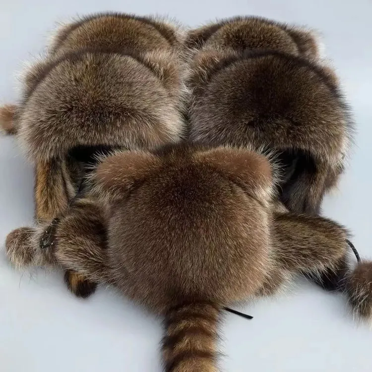 新款小浣熊冬季帽子美洲仿貉子雷锋帽男女儿童亲子加厚保暖护耳帽