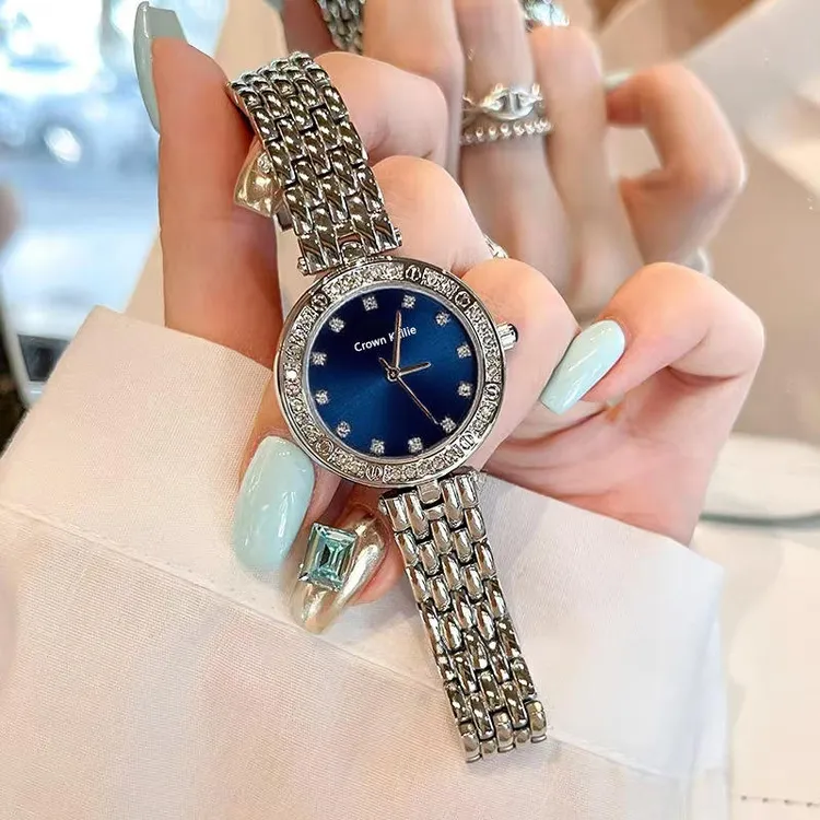 新款镶钻手表女士小众轻奢女款防水仿机械女表直播爆款