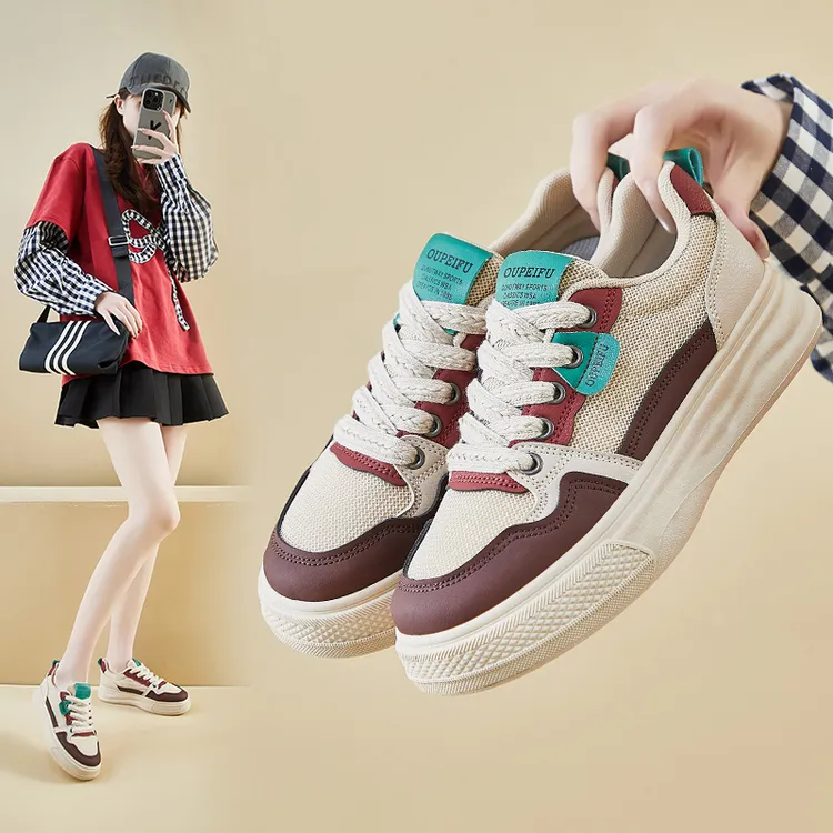 新款2025夏季超轻透气真软皮网面女鞋学生厚底增高运动板鞋JY3