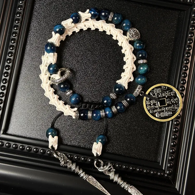 手链 情侣黑色手串手链天然蛇骨男女蛇骨手串手链个性化礼物