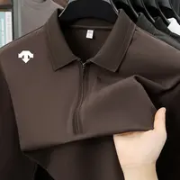 迪桑家秋季品牌男装宽松Polo衫男商务休闲长袖t恤男式翻领打底衫