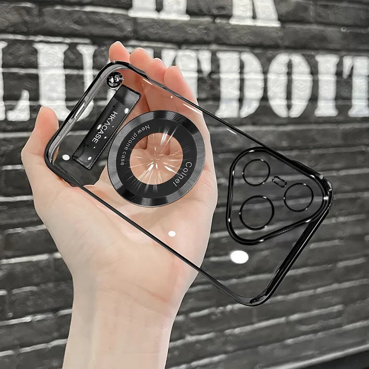 超薄电镀无边框磁吸贴折叠支架适用华为pura70pro+手机壳新款高级