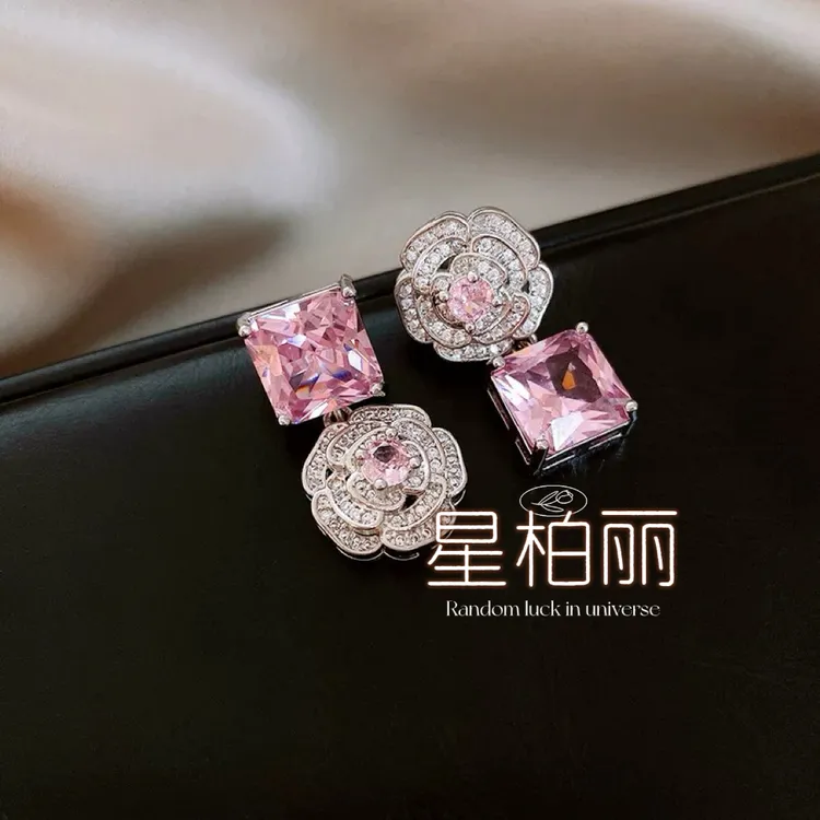 ★蔷薇岁月耳饰文艺耳坠手工显瘦精致轻熟百搭闪耀豪镶女神耳钉