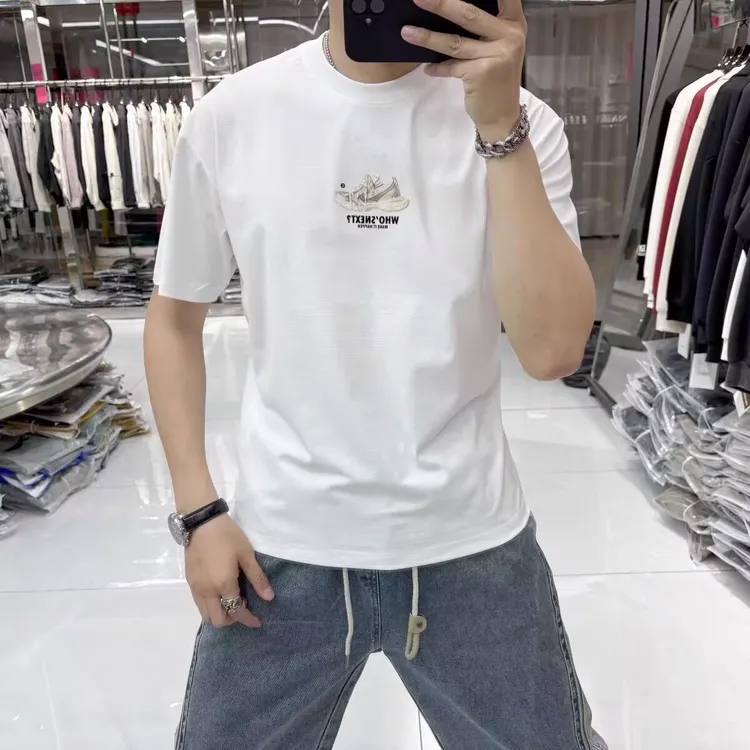 高档 时尚青年2025夏季新品男士高级短袖轻奢高档纯棉圆领半袖T恤