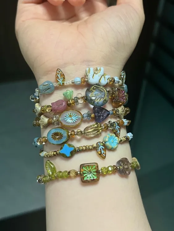 非金属玻璃手链 原创进口捷克珠手链时尚百搭夏日必备清新时尚