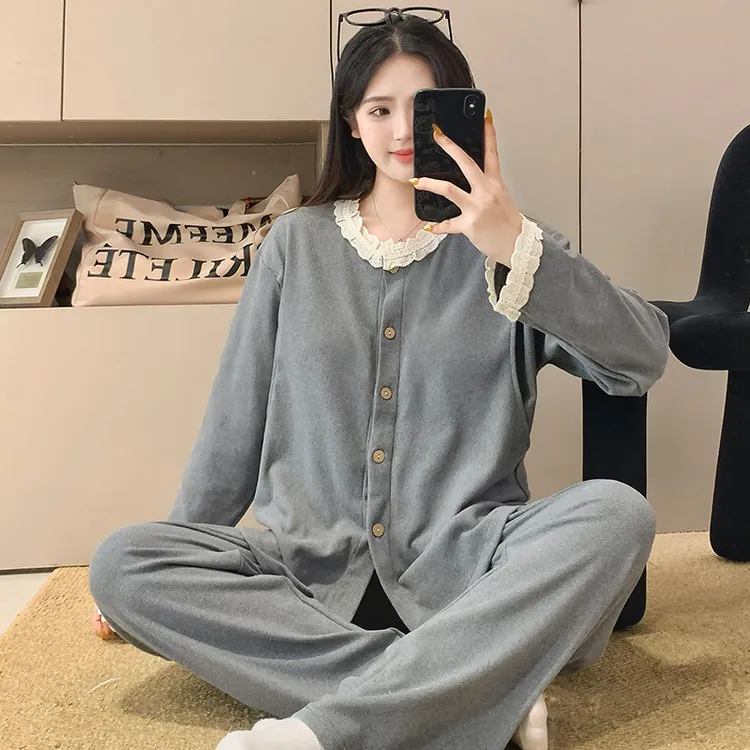 德绒月子服秋冬加厚产后哺乳大码孕妇睡衣带胸垫产妇家居服可外穿