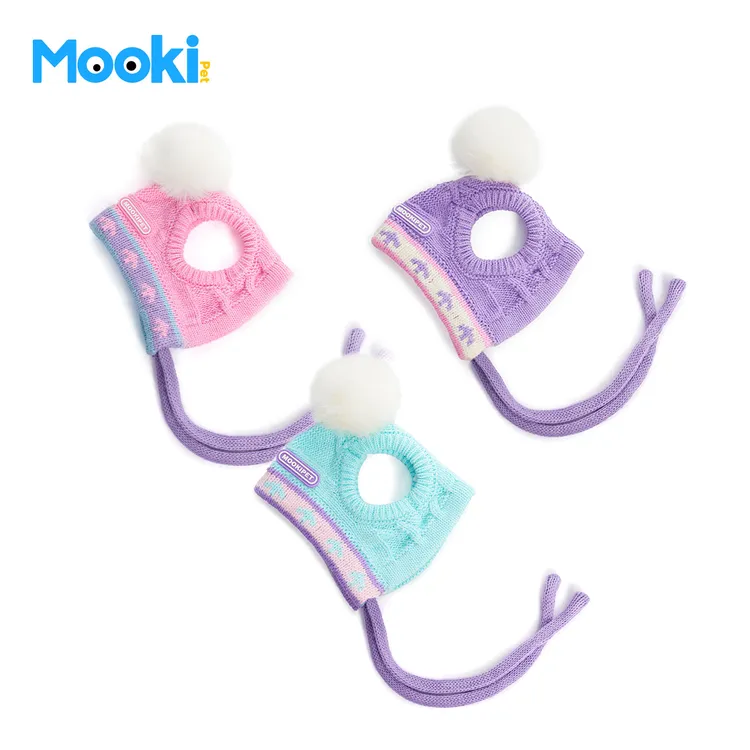 mookipet狗狗露耳朵帽子2025小型犬马尔济斯西施宠物毛线帽可爱