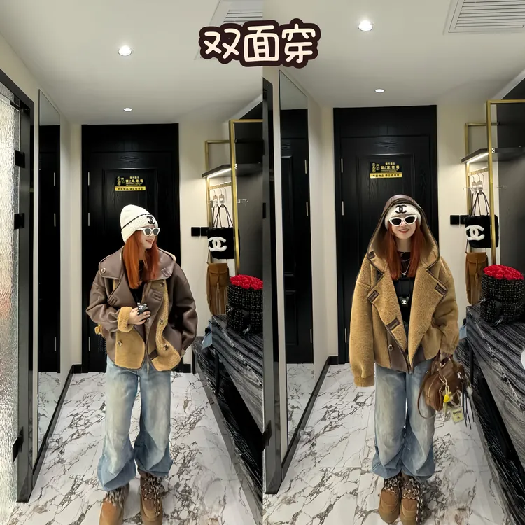 【幸运日】/winter女连帽新款双面穿时尚休闲短款宽松ins风外套