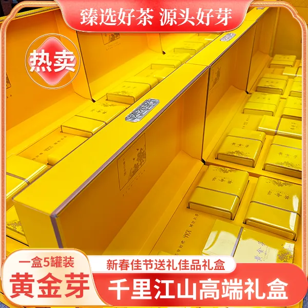 2025年新茶大气礼盒黄金芽茶叶礼盒生态好茶精装5罐装B2款 250g