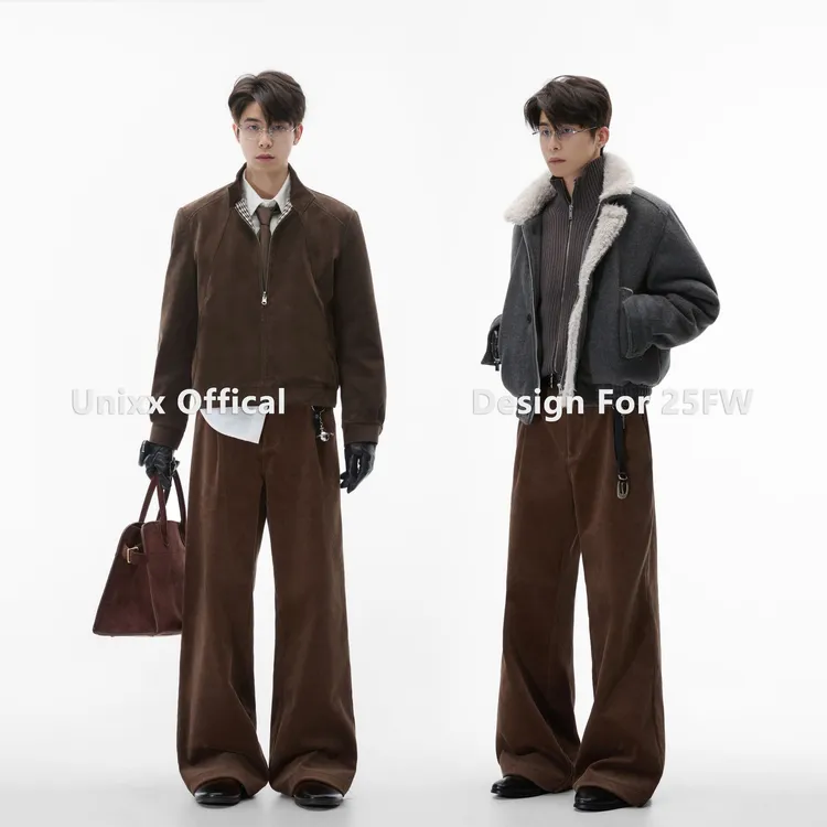 Unixx冬季【霜感】100%棉灯芯绒内里羊毛桑蚕丝混纺锁温老钱休闲裤