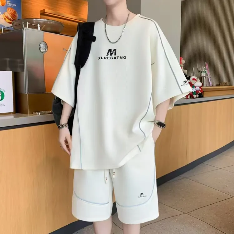 休闲夏季薄款透气短袖短裤套装男青少年学生日常T恤套装宽松百搭