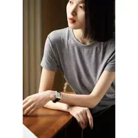 气质女神范莱赛尔天丝短袖百搭圆领夏季T恤