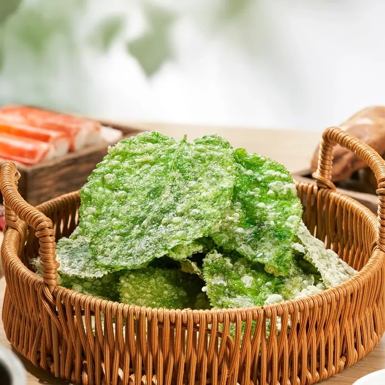 香酥翠叶紫酥叶新鲜桑叶油炸小吃乡厨家宴酒店特色食材方便半成品