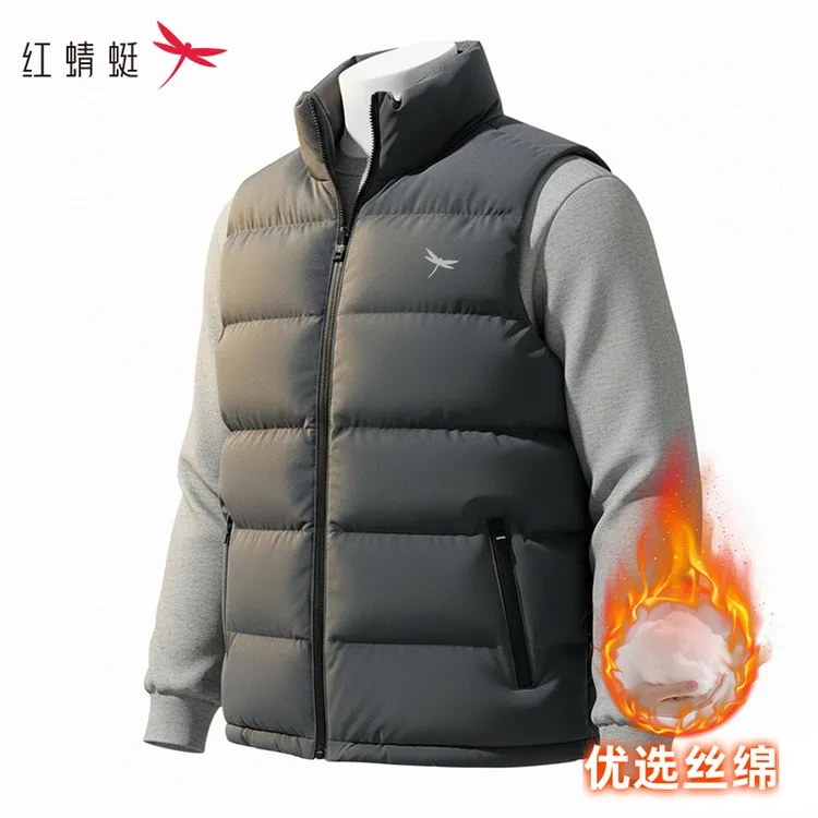 红蜻蜓棉马甲夹克男2025新款冬季外穿内胆立领保暖中老年爸爸外套
