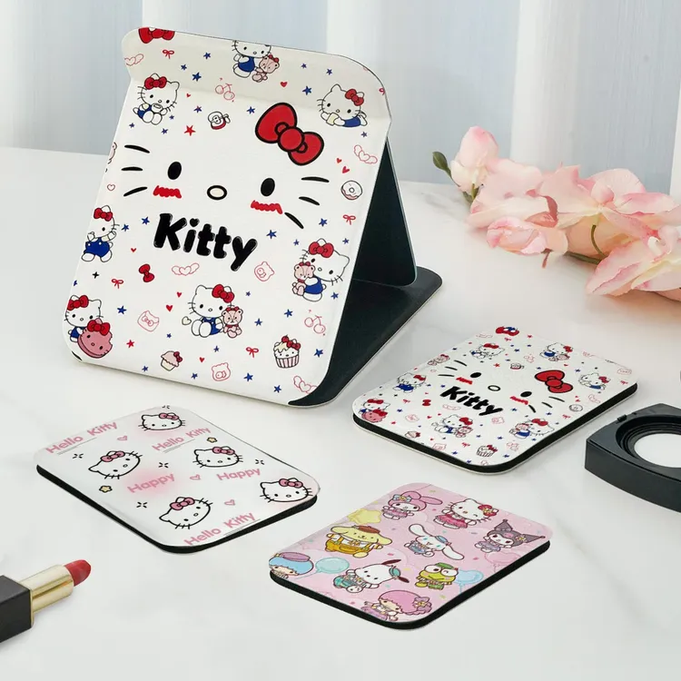 随身便携化妆镜女生手持办公室宿舍双面图台式大号折叠可爱镜子