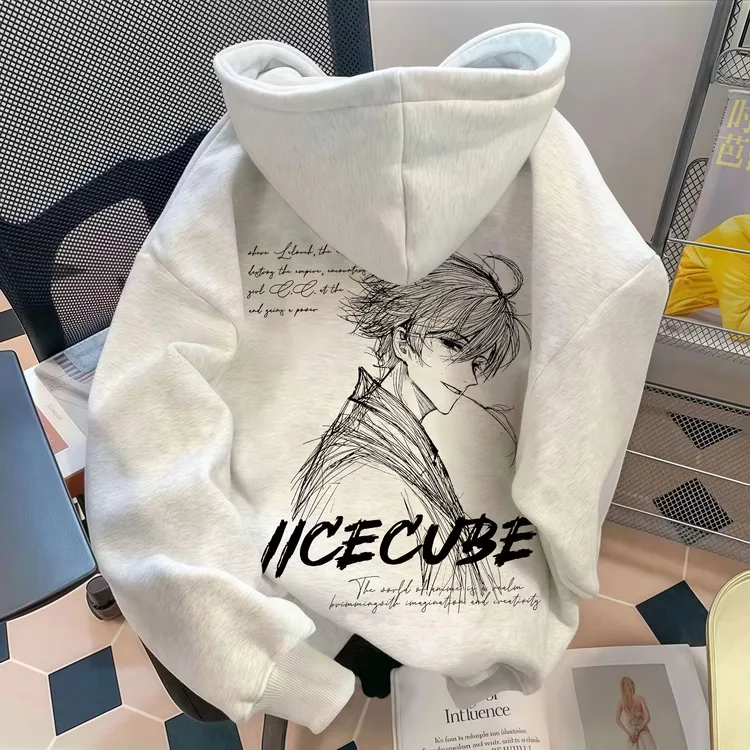 王者荣耀手游周边印花秋冬重磅连帽卫衣加绒宽松青少年休闲外套