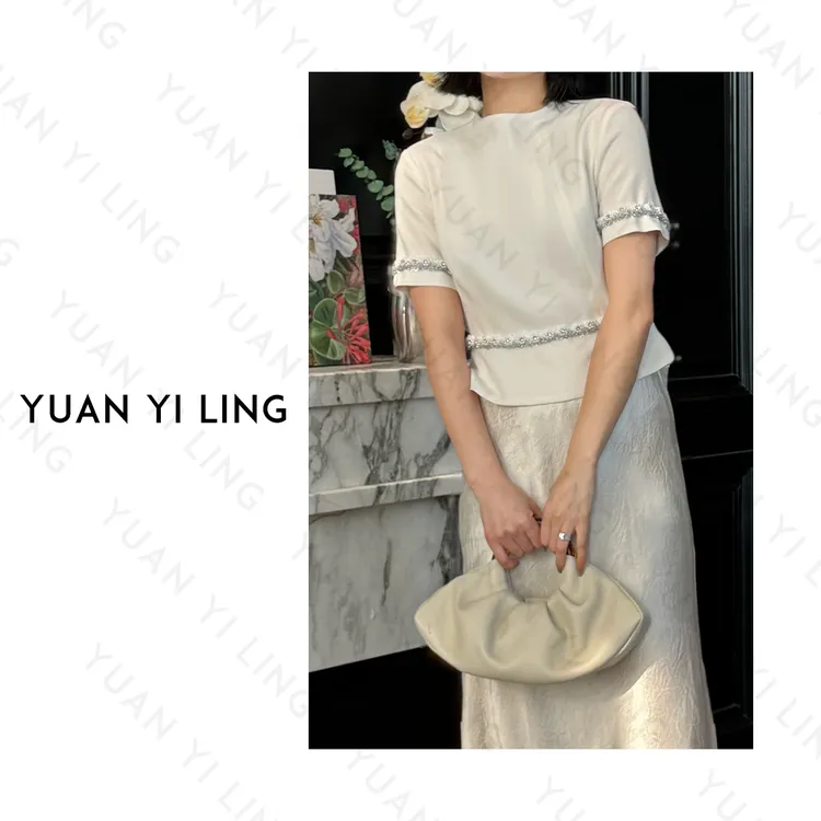 袁艺灵【赫本高定】25春夏上新手工定制钻带设计轻奢时尚上衣