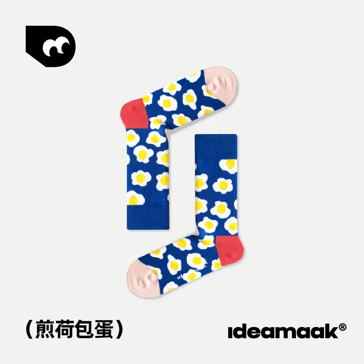 ideamaak彩色煎蛋中筒袜男女同款个性潮流ins风小众提花透气袜子
