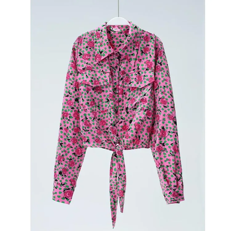 2025春季欧式新品碎花衬衫女复古设计感小众个性百搭港风气质上衣