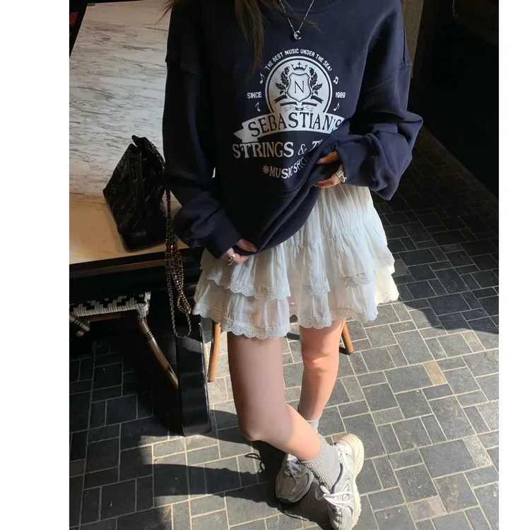 白色蛋糕裙半身裙女春夏高腰显瘦a字短裙子蓬蓬裙芭蕾裙